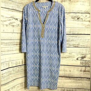Sunset and sweet tea Dress Womens Large shift geo print Nylon 50+ UPF protection